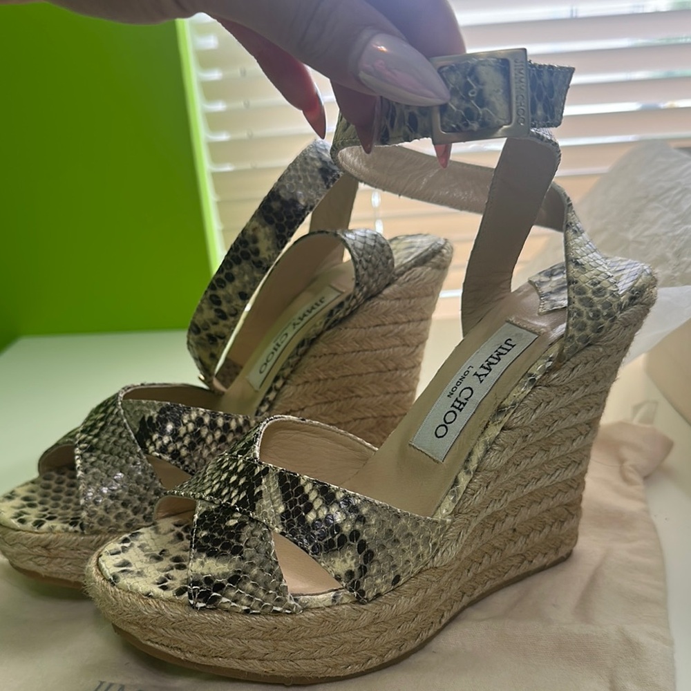 Jimmy Choo Snakeskin Wedge Sandals